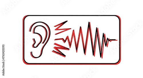 Ear hearing sound wave frequency signal audio listen communication waveform listening diagram ear