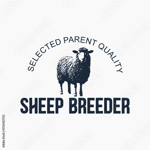 Vintage inspired sheep breeder logo design featuring a detailed illustration and text arc