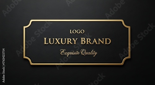 Elegant gold and black premium brand name plate design concept for sophisticated business identity