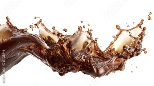 Glass of cola with splash isolated on transparent white background