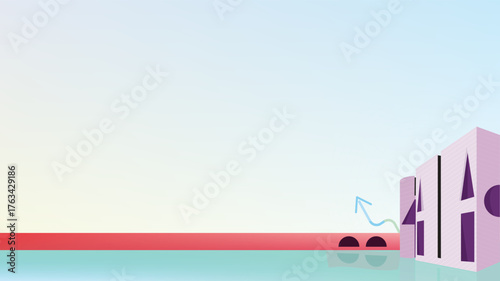 Bangladesh Parliament cityscape with reflection vector illustration. Modern abstract design with pastel colors, perfect for backgrounds, presentations, posters, web, digital projects