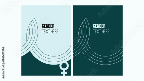 Gender equality editorial card set vector illustration. Modern design with profile silhouettes and gender symbols, perfect for social awareness, diversity, inclusion, editorial, posters, infographics