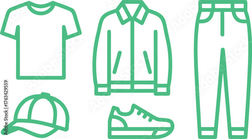 Clothing Fashion Outline Icons-