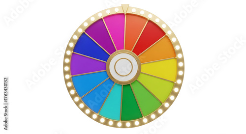 Colorful spinning wheel of fortune isolated on transparent background