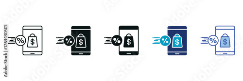 Flash Sale Icon Set Consisting of Multiple Styles Vector Illustration