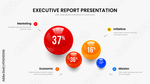 Corporate Innovation 4 Step Chart Slide Template. Marketing Campaign Four Element Graph Slideshow Design. Company Launch Frame Layout Vector Illustration.