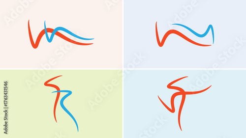 Abstract family logo design with stylized parent and child figures in blue and gold. Modern vector icon for community, unity, care, parenting, wellness, social, and support concepts