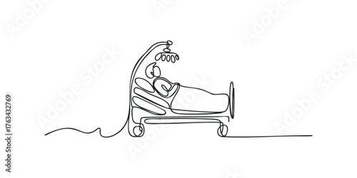 Patient in Hospital Bed with IV Drip Infusion