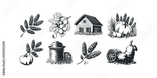 Rural collection featuring harvest elements and country home