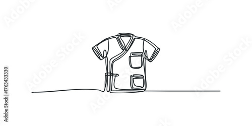 Minimalist line drawing of medical scrub top with pockets