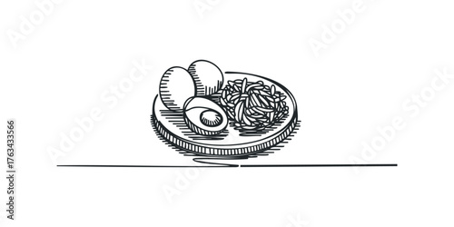 Sketch of a Plate with Eggs and Avocado