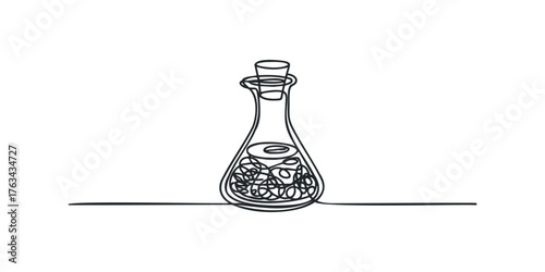 Continuous Line Drawing of a Flask with Cork