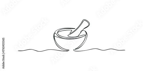 Mortar and Pestle Line Drawing