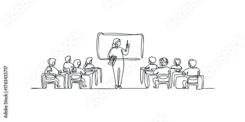 Teacher instructing students in a classroom setting