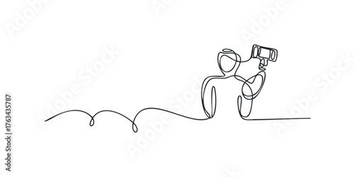 Person holding smartphone on selfie stick