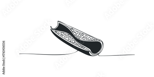 Pomegranate seed pod with stylized seeds