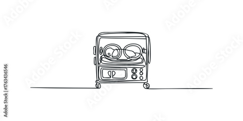 Incubator With Wheels And Control Panel Single Line Drawing