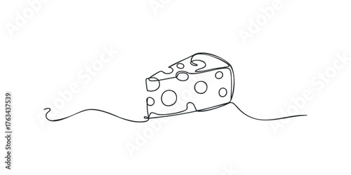 Line art Swiss cheese wedge with holes