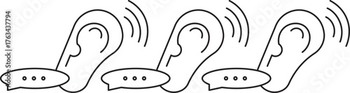 Communication Icons Set. Outline vector icons of communication skills: speech bubble, microphone, body .active listening icon