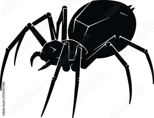 Silhouette black spider insect isolated on white background vector illustration