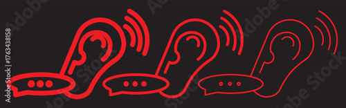 Communication Icons Set. Outline vector icons of communication skills: speech bubble, microphone, body .active listening icon