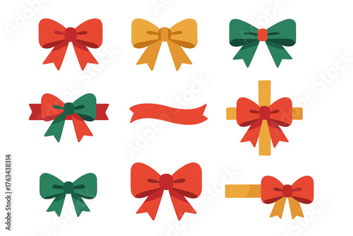 Gift and celebration silhouette icon set. featuring ribbon, bow, festive, present, party, decoration, wrap, and knot symbols