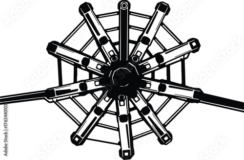 Silhouette Kitchen whisk rotary tool cooking black vector illustration