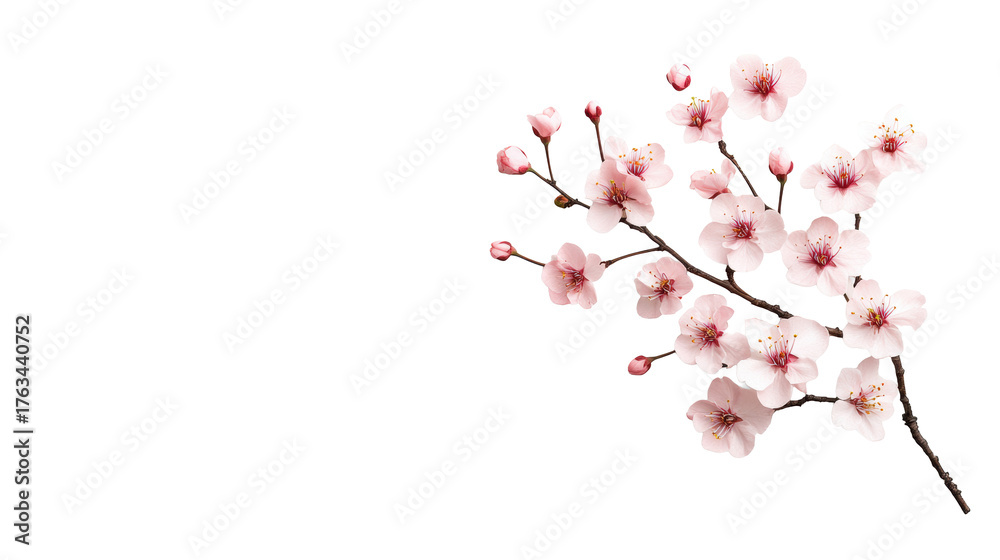 Fototapeta premium Cherry Blossom Branch on Transparent Background