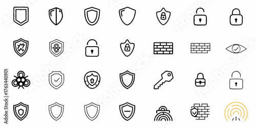 Enhance your designs with this versatile collection of security icons perfect for websites, apps, and presentations promoting safety, privacy, and trust in the digital realm
