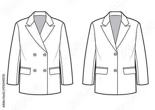 Set of oversize blazer jacket, single and double breasted jackets