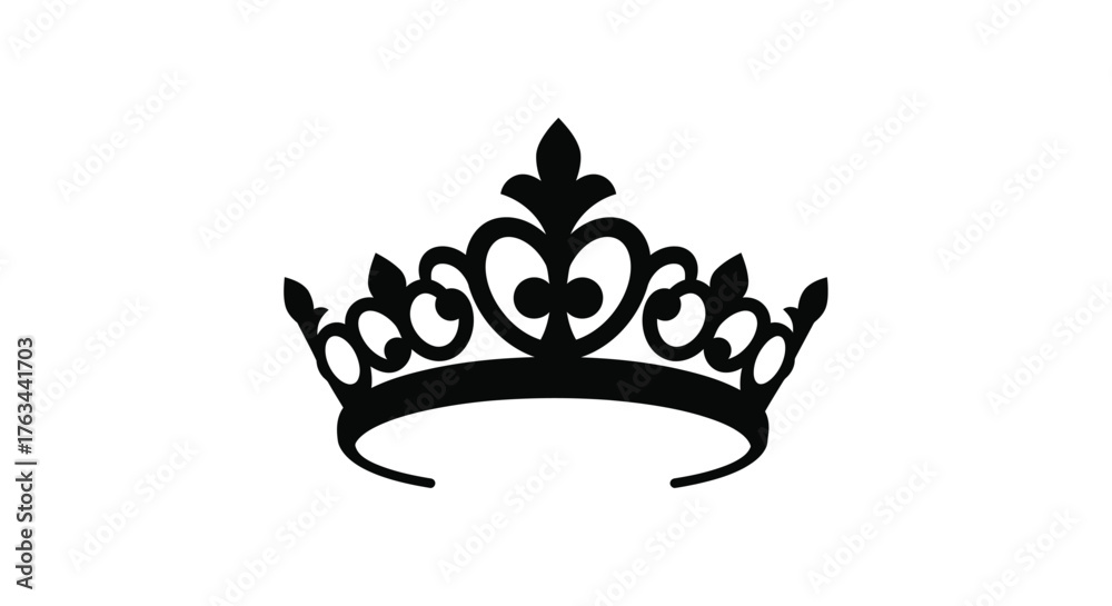 Tableau sur toile A simple black silhouette of an ornate royal crown design