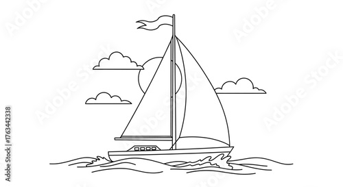 Fun Sailboat Coloring Sheet for Kids Watercraft Sailing Adventure Activity