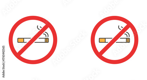 Two identical no smoking signs with red circles and white backgrounds