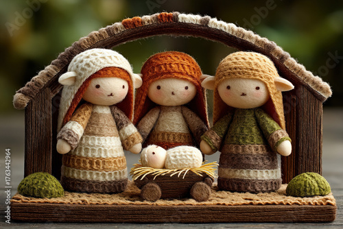 Felt nativity scene with Ma...