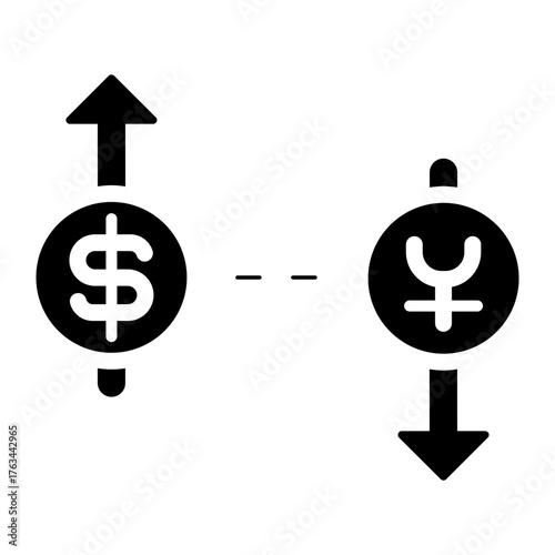 currency rate dollar and yen glyph icon