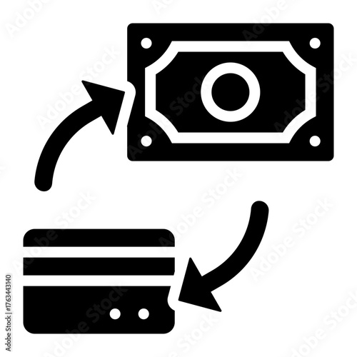 switch payment method from cash to card glyph icon