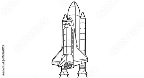 Space Shuttle Spaceship Coloring Page for Children Fun Space Travel Outline