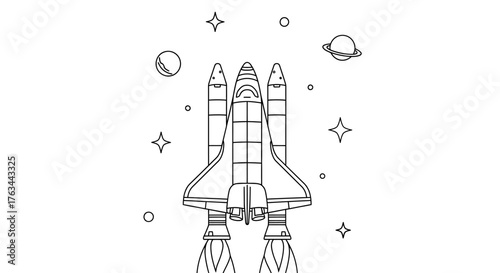 Fun Space Shuttle Coloring Sheet for Kids Outer Space Adventure Activity