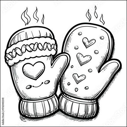 Pair of Oven Mitts Coloring...