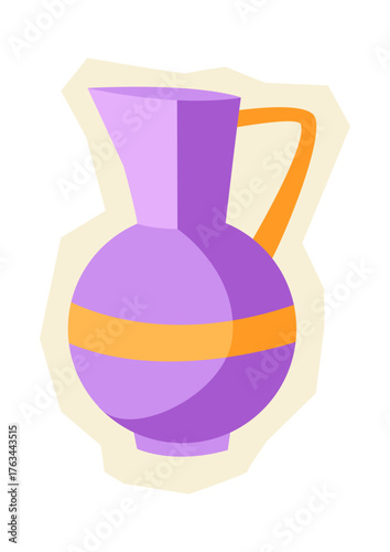 Illustration of jug sticker. Milk pitcher silhouette, classic jug icon, vintage milk container.