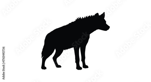 A striking silhouette of a hyena standing in a minimalist style