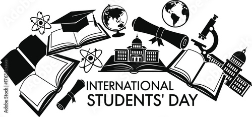 Vector art of education theme for international students day