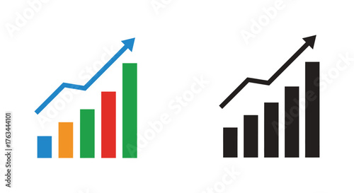 Visual representation of growth with bar and line graphs shown