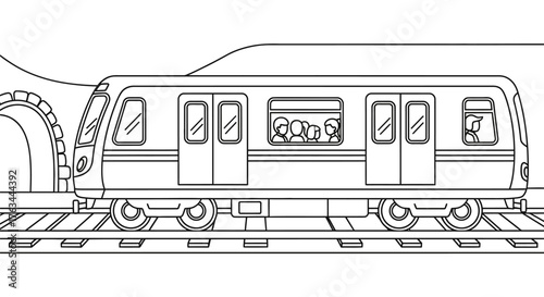 Subway Train Underground Rail Coloring Page for Children Fun City Transport