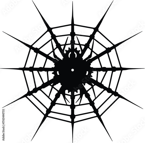 Silhouette spiderweb illustration ideal for Halloween themed designs vector illustration