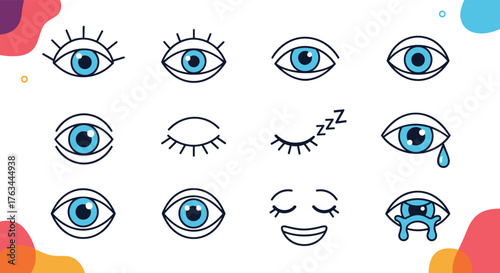 Eyes Illustrations: A Collection of Various Eye Expressions.