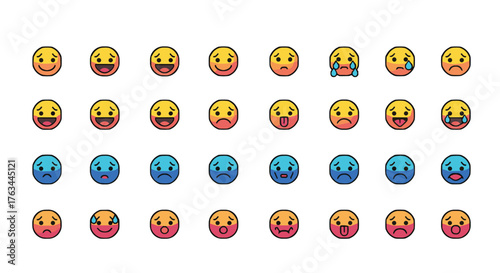 Collection of Emoji Faces Expressing Different Emotions.