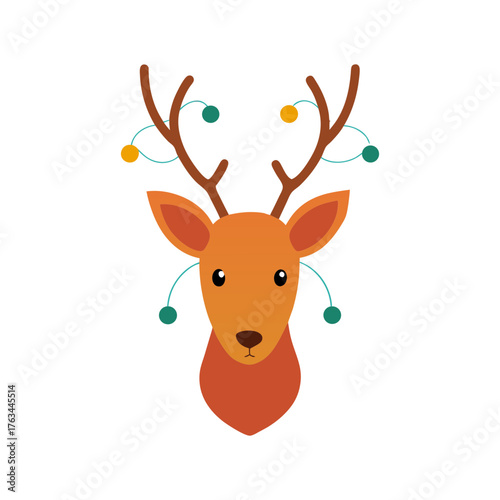 deer animal head on white with glowing christmas vector art