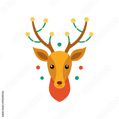 deer animal head on white with glowing christmas vector art