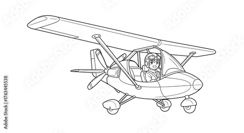 Ultralight Aircraft Flying Machine Coloring Page for Children Fun